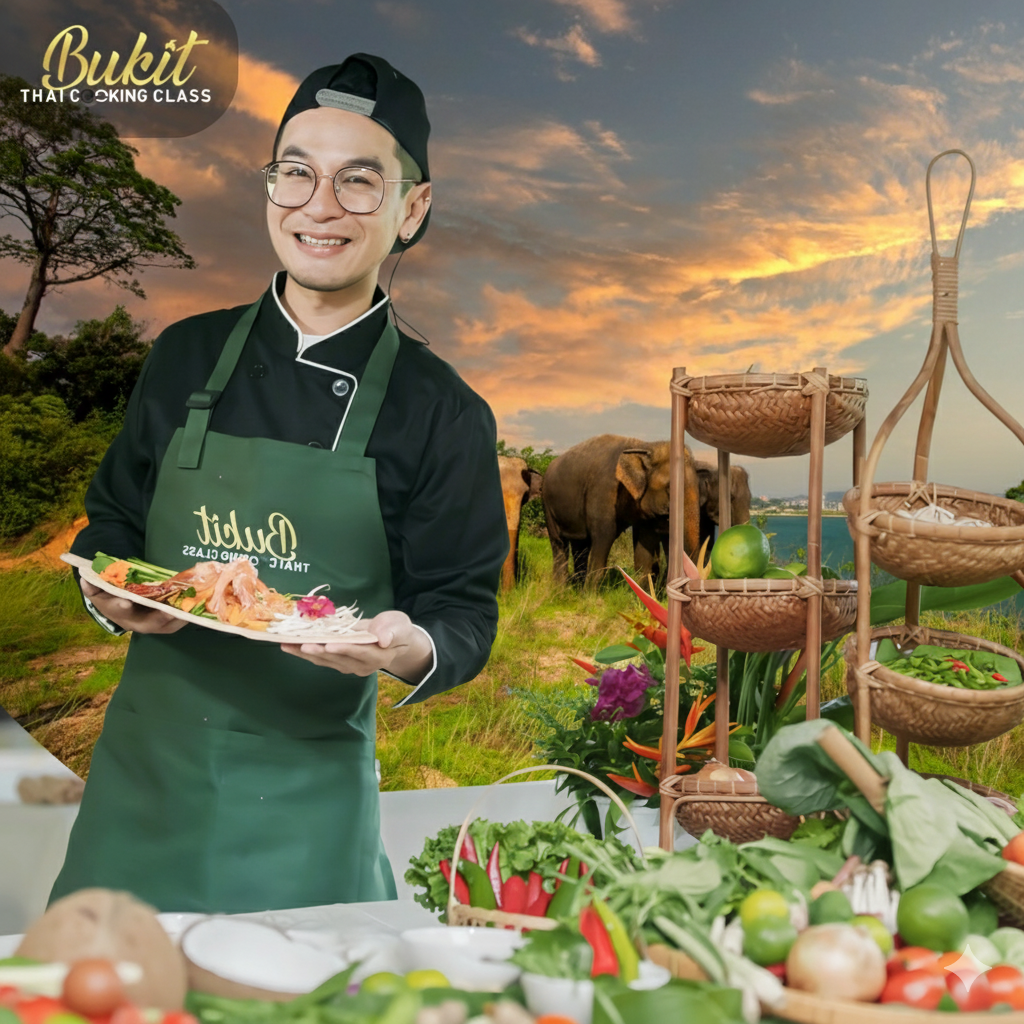 Thai cooking class & elephant feeding 