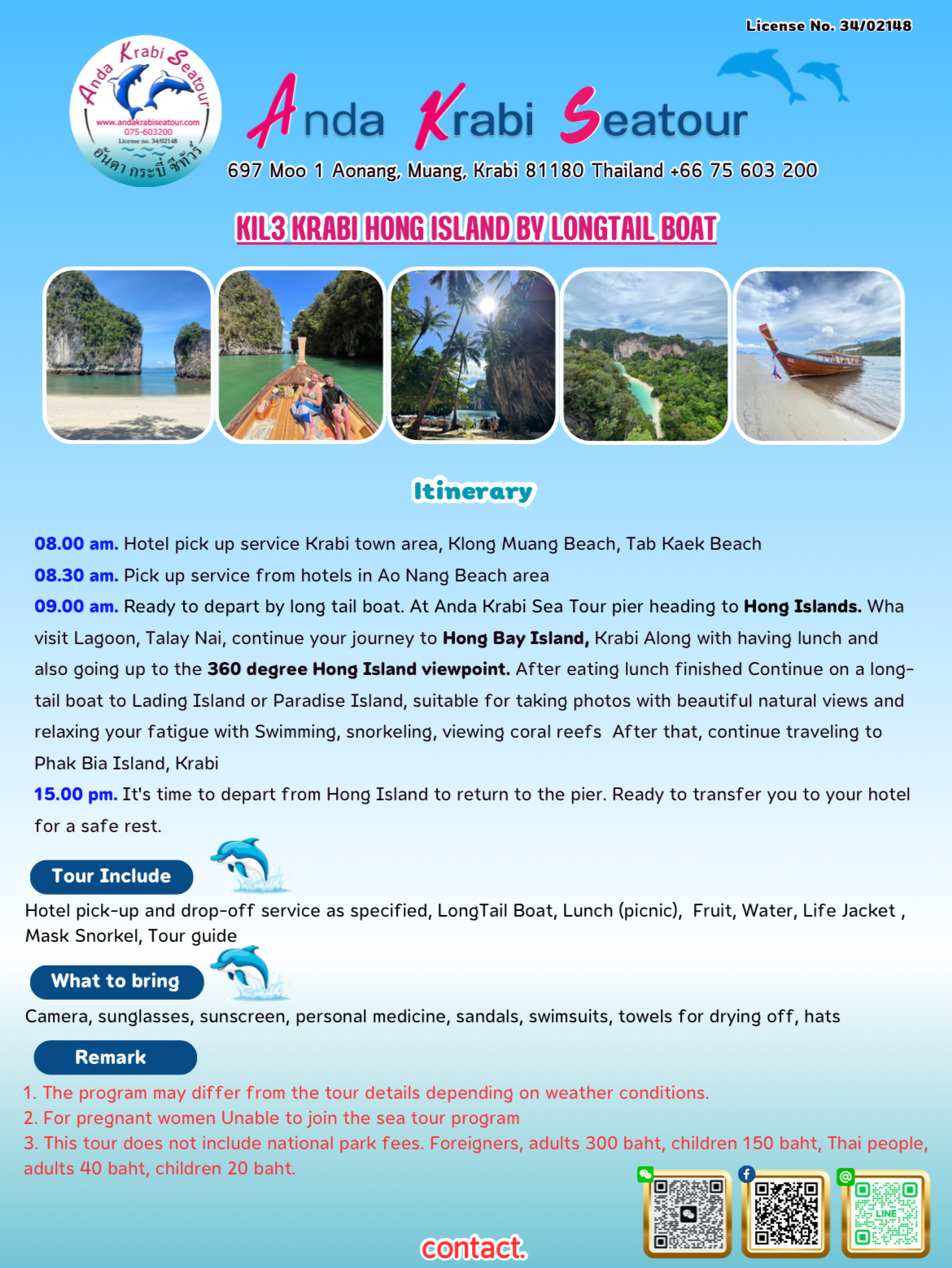 Krabi Hong Island by Longtail boat 