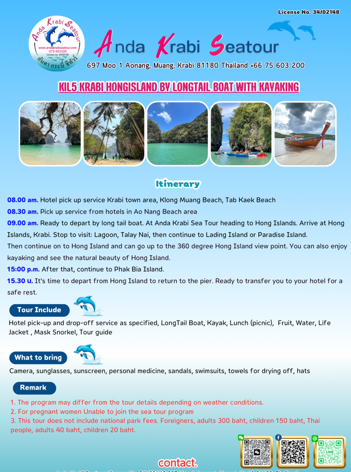 Krabi Hong Island + Kayaking by Longtail boat
