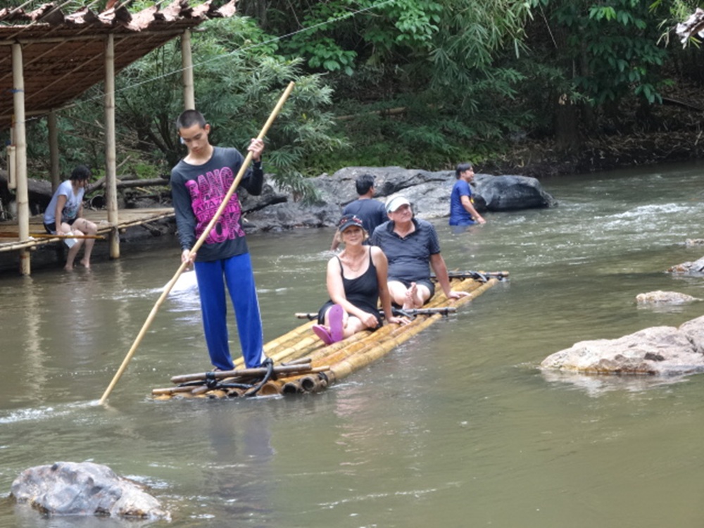 Chiang Mai Elephant Observation, Waterfall Trek & Bamboo Rafting Adventure