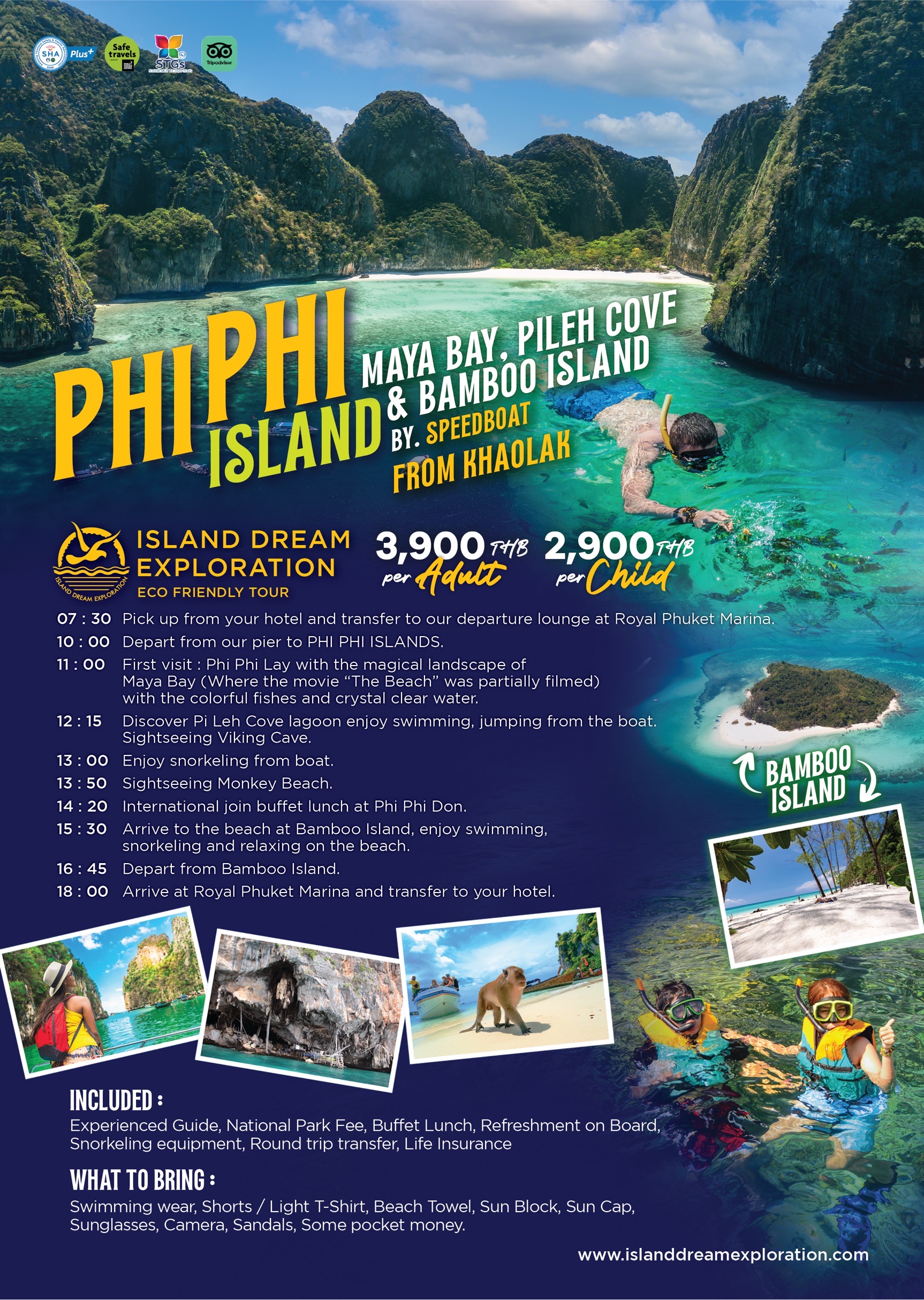 Phi Phi and Bamboo islands by speed boat 